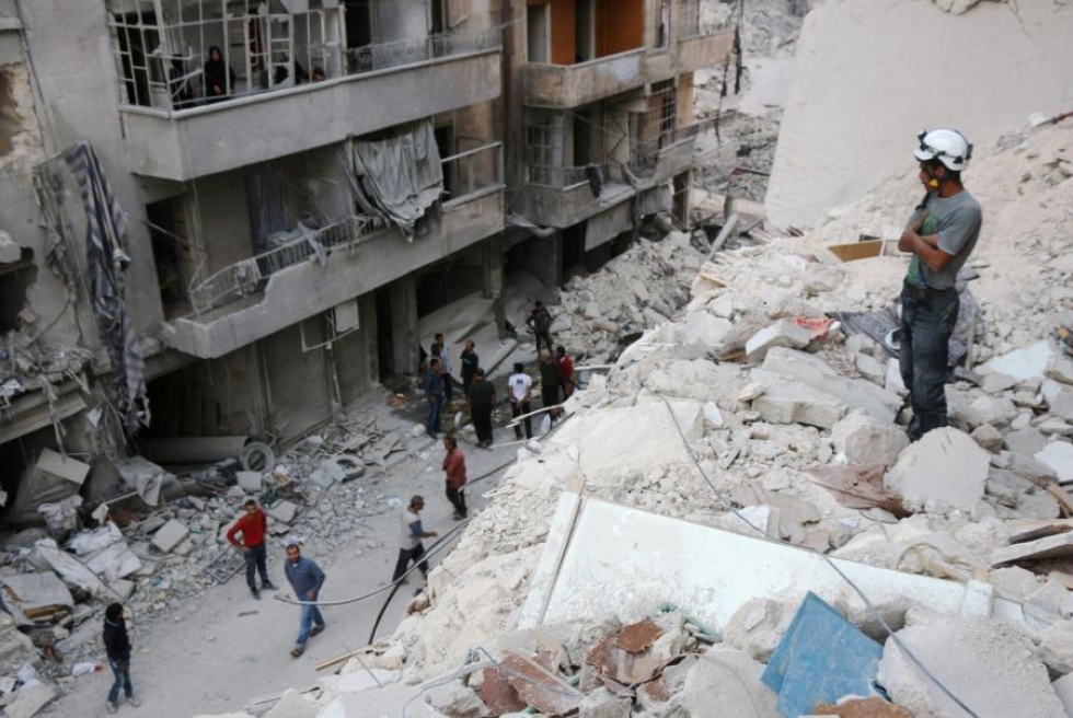 Aleppo on paljolti rauniokaupunki. LEHTIKUVA/AFP