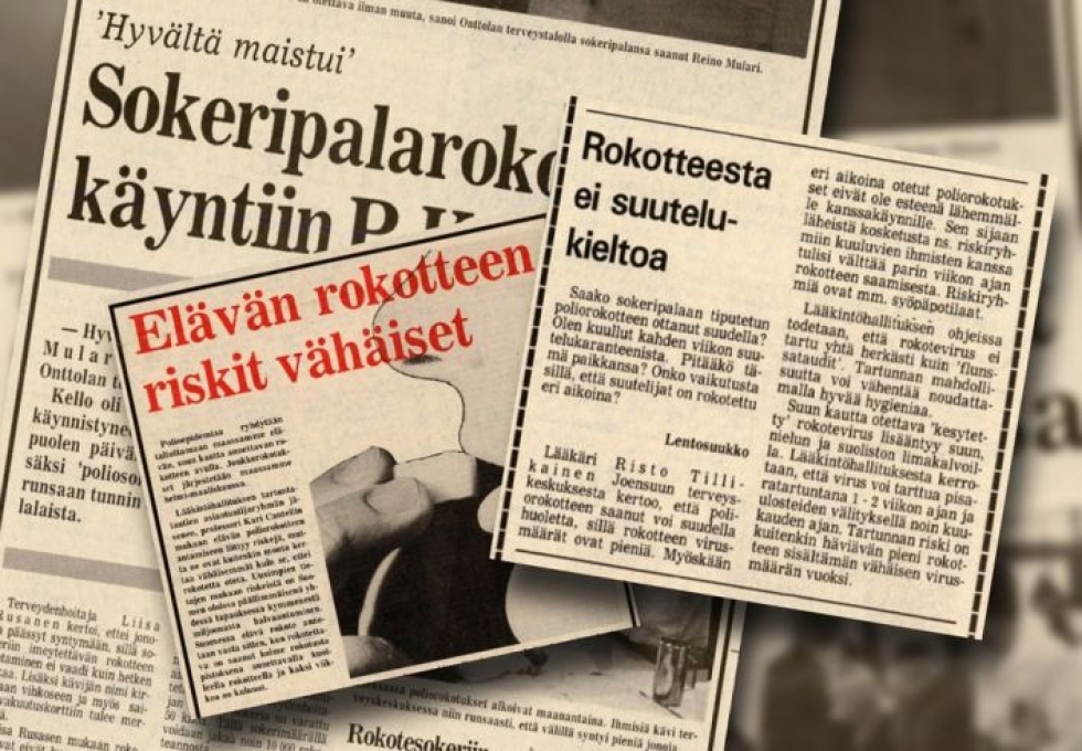 Poliorokote oli aiheena niin Karjalaisen etusivun uutisissa kuin yleisön osaston kysymyksissäkin tammi- ja helmikuussa 1985.