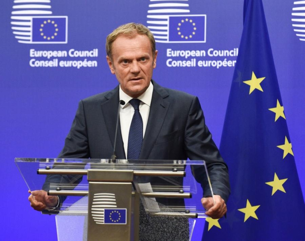 EU-presidentti Tusk kertoo keskustelleensa kaikkien EU-maiden johtajien kanssa brexitistä. LEHTIKUVA/AFP