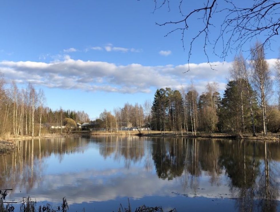 Aurinkoinen kevätmaisema Reijolasta 9. toukokuuta 2020.