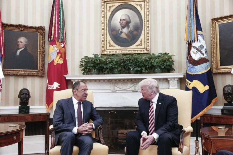 Lavrov tapasi Trumpin Valkoisessa talossa toukokuussa 2017. Lehtikuva/AFP