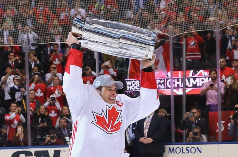 Sidney Crosby tuuletteli Kanadan voittoa. Lehtikuva/AFP