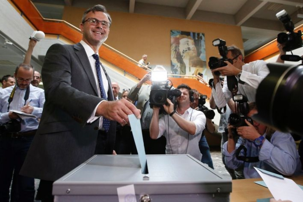 Norbert Hofer tuli täpärästi kakkoseksi vuoden 2016 presidentinvaaleissa.  LEHTIKUVA / AFP