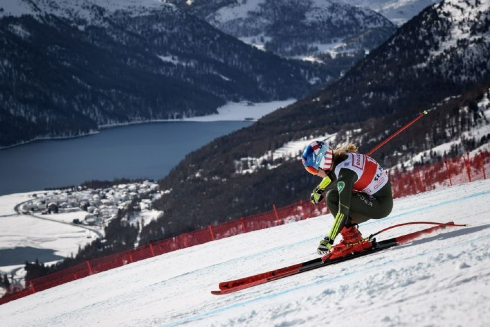 Mikaela Shiffrin Saint Moritzissa viime vuoden joulukuussa. LEHTIKUVA/AFP