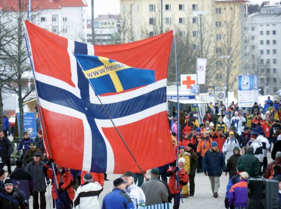 Norjna lippu liehui edellisissä Lahden MM-kisoissa vuonna 2001.