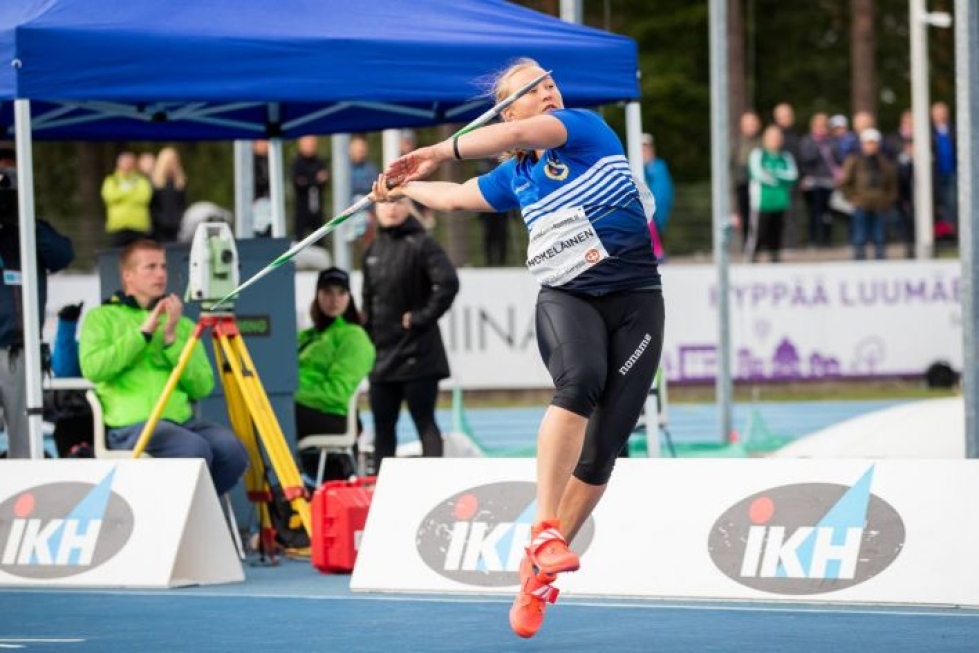 Joensuun Katajan Heidi Nokelainen heitti keihään Suomen mestariksi kesällä 2019.