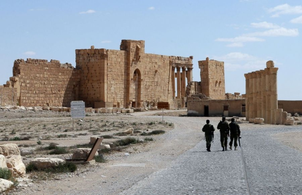 Palmyra saatiin takaisin Isisiltä viime sunnuntaina kovien taistelujen jälkeen. Palmyrassa sijaitsee paljon antiikin aikaisia rakennelmia. LEHTIKUVA/AFP