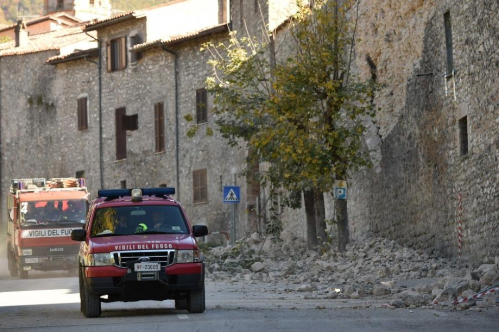 Järistyksen keskus oli pienen Norcian kaupungin lähellä Perugian maakunnassa, mutta vavahtelu tuntui satojen kilometrien päässä. LEHTIKUVA/AFP