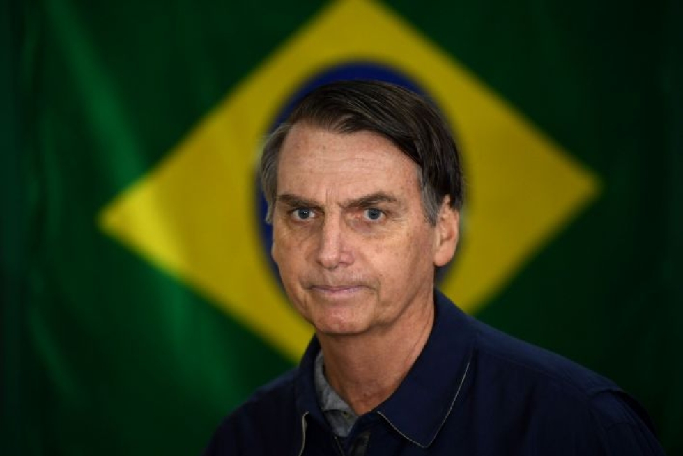 Tammikuussa Brasilian presidenttinä aloittanut laitaoikeistolainen Jair Bolsonaro on kertonut ihailevansa Trumpia. LEHTIKUVA/AFP