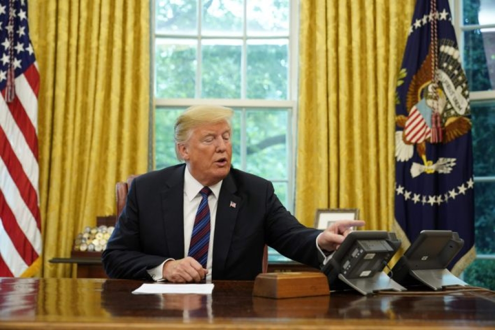 USA:n presidentin Donald Trumpin mukaan Yhdysvallat aloittaa pian kauppaneuvottelut myös Kanadan kanssa. LEHTIKUVA/AFP