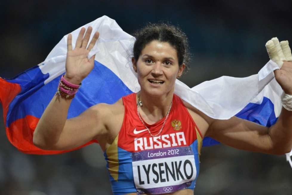 Lysenko heitti olympiakultaa Lontoossa 2012. LEHTIKUVA/AFP